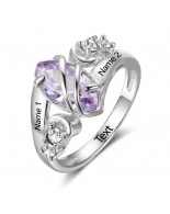 Birthstone Ring, Sterling Silver Personalized Engravable Ring JEWJORI102739